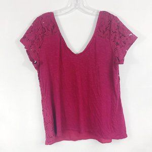 WHBM | Red Lace Back V-Neck Shirt